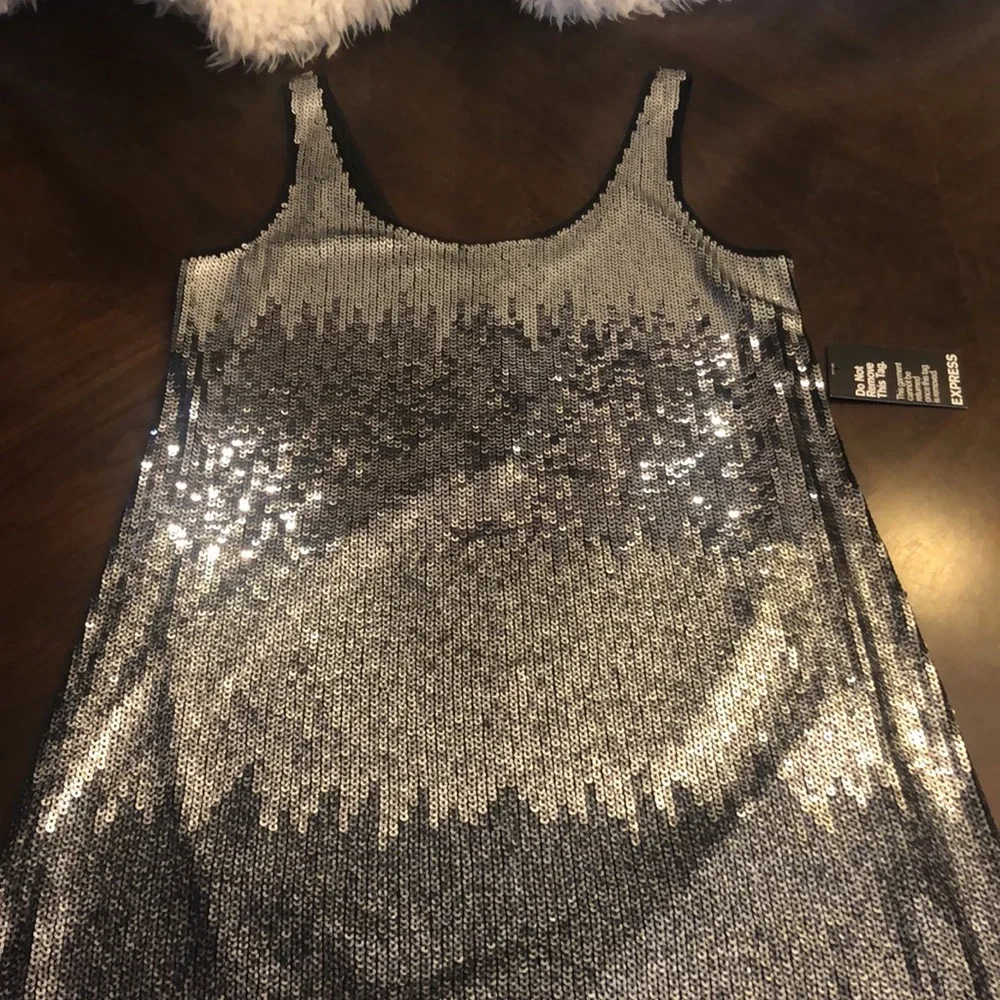 Silver Sequined Slip Dress by Express - Picture 12 of 15